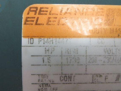Dodge Reliance Q262B015M140L1 15:1 Gearmotor 116 RPM 1.5Hp 230/460V 3PH RH 145TC