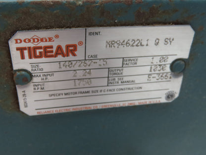 Dodge Reliance MR94622L1 15:1 Gearmotor 116 RPM 2Hp 230/460V 3PH RH 145TC