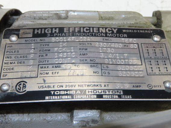 Dodge Tigear M054386003PS 15:1 Gearmotor 115 RPM 1Hp 230/460V 3PH RH 143TC