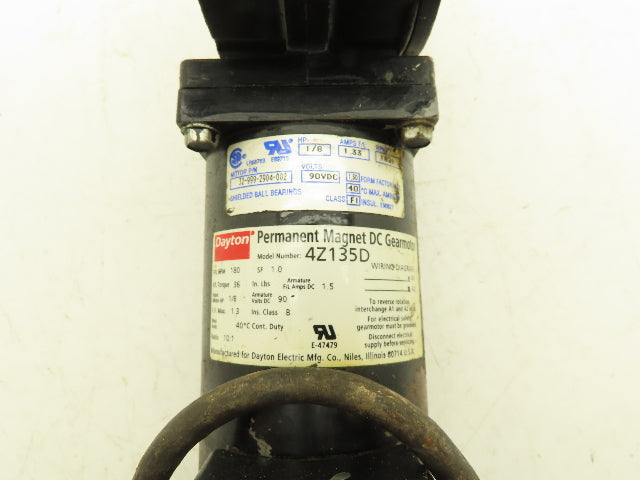 Dayton 4Z135D Permanent Magnet 90V DC Gear Motor 180RPM 10:1 Reducer