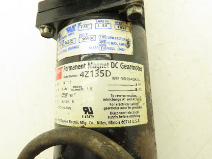 Dayton 4Z135D Permanent Magnet 90V DC Gear Motor 180RPM 10:1 Reducer