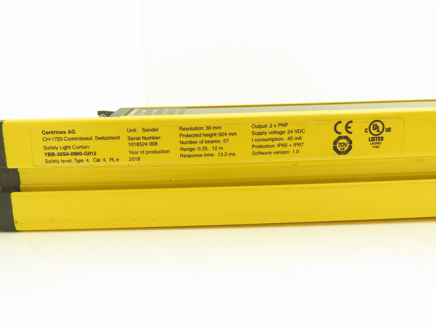 Contrinex Safety Light Curtain Sender Receiver Set 924mm YBB-30*4-0900-G012