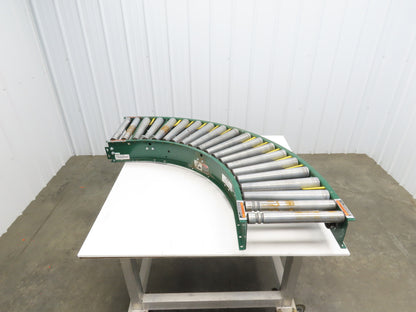 Roach 90° Curve Accumulation Roller Conveyor 18"W 16"BF V-Belt Slave Drive