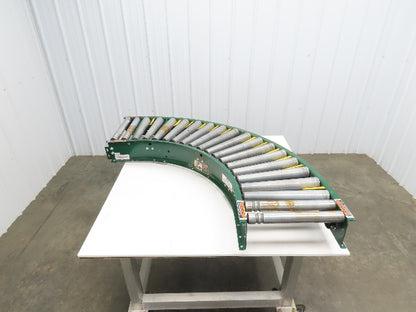 Roach 90° Curve Accumulation Roller Conveyor 18"W 16"BF V-Belt Slave Drive