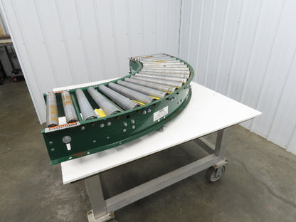 Roach 90° Curve Accumulation Roller Conveyor 18"W 16"BF V-Belt Slave Drive