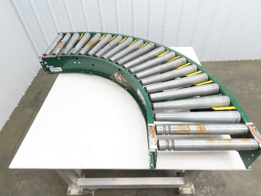 Roach 90° Curve Accumulation Roller Conveyor 18"W 16"BF V-Belt Slave Drive