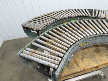 Hytrol 90° Curve Roller Conveyor 18"W 16"BF V-Belt Slave Drive 1-3/8" Roller