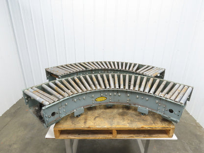 Hytrol 90° Curve Roller Conveyor 18"W 16"BF V-Belt Slave Drive 1-3/8" Roller