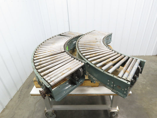Hytrol 90° Curve Roller Conveyor 18"W 16"BF V-Belt Slave Drive 1-3/8" Roller