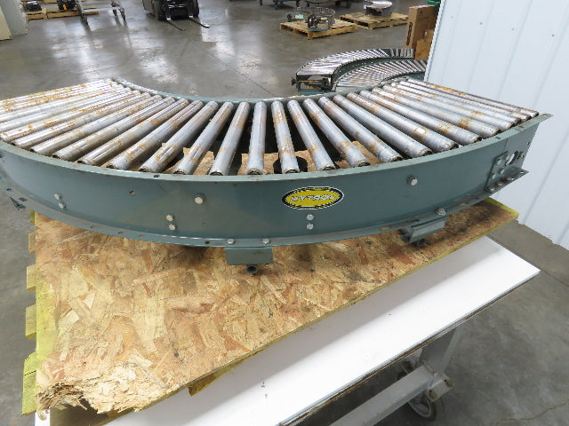 Hytrol 90° Curve Roller Conveyor 18"W 16"BF V-Belt Slave Drive 1-3/8" Roller