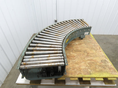 Hytrol 90° Curve Roller Conveyor 18"W 16"BF V-Belt Slave Drive 1-3/8" Roller
