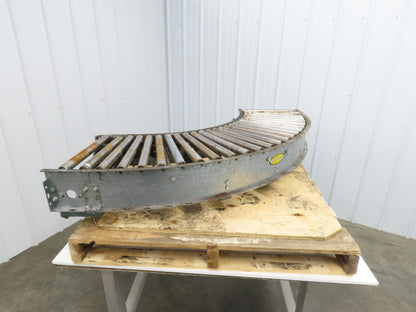Hytrol 90° Curve Roller Conveyor 18"W 16"BF V-Belt Slave Drive 1-3/8" Roller
