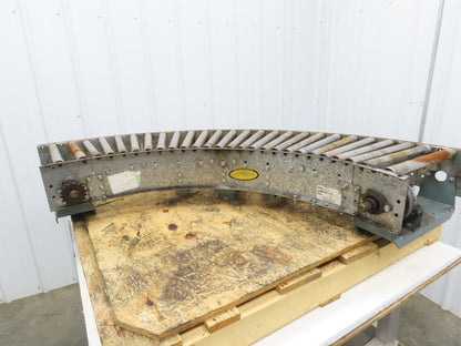Hytrol 90° Curve Roller Conveyor 18"W 16"BF V-Belt Slave Drive 1-3/8" Roller
