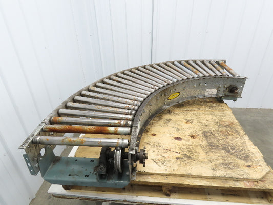 Hytrol 90° Curve Roller Conveyor 18"W 16"BF V-Belt Slave Drive 1-3/8" Roller