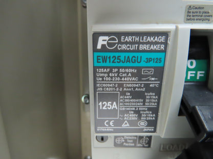 Fuji EW125JAGU-3P125 125A 480V 3-Pole Circuit Breaker Enclosure External Handle