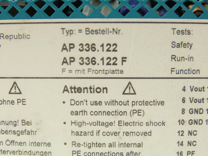 Puls AP336.122 Slot Rack Power Supply 5/15VDC Output 100-250V Input
