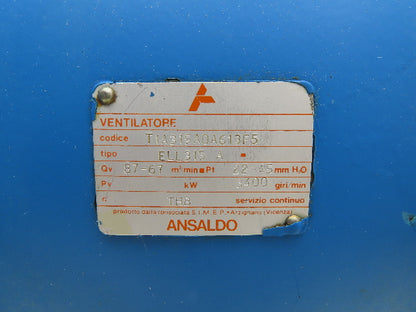 Ansaldo T1A315A0A613F5 Blower Motor Ventilator 12" 3000 CFM 480V 1.7A 3400RPM