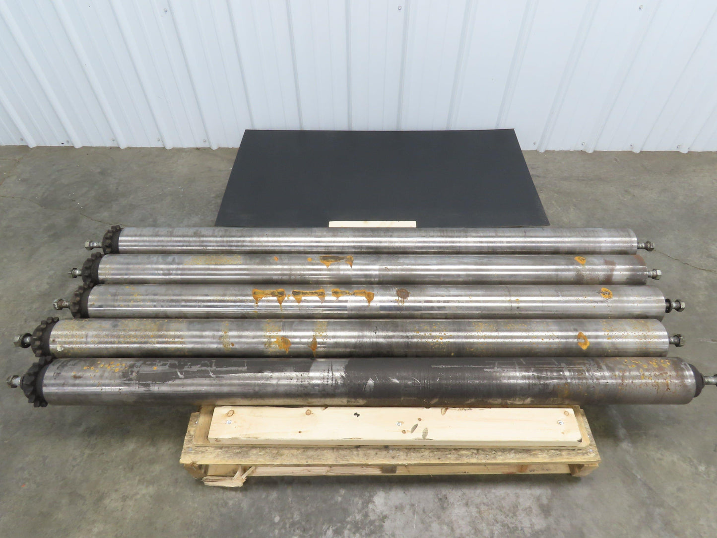 Sprocketed Steel Conveyor Pulley Roller 4.8" Dia x 70"BF  Lot of 5