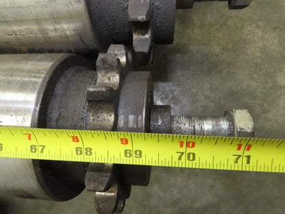 Sprocketed Steel Conveyor Pulley Roller 4.8" Dia x 70"BF  Lot of 5