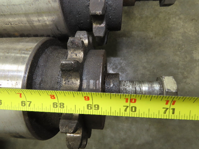 Sprocketed Steel Conveyor Pulley Roller 4.8" Dia x 70"BF  Lot of 5