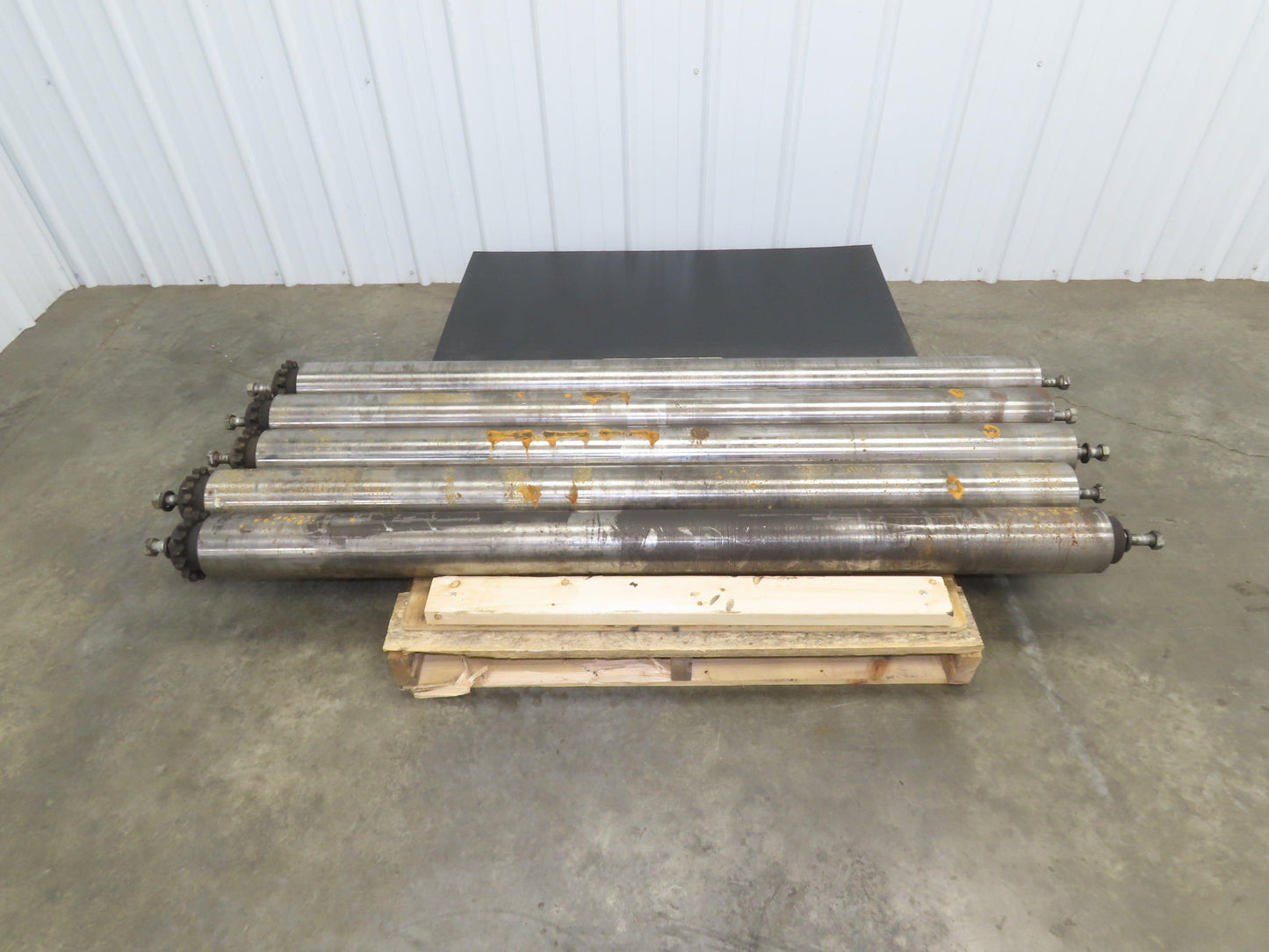 Sprocketed Steel Conveyor Pulley Roller 4.8" Dia x 70"BF  Lot of 5