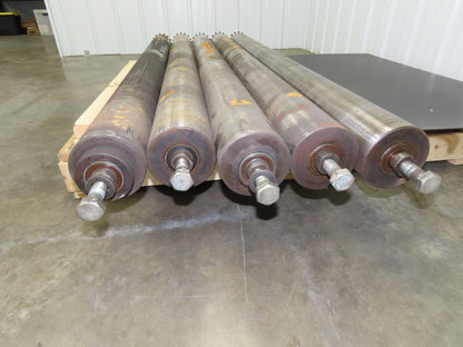 Sprocketed Steel Conveyor Pulley Roller 4.8" Dia x 70"BF  Lot of 5