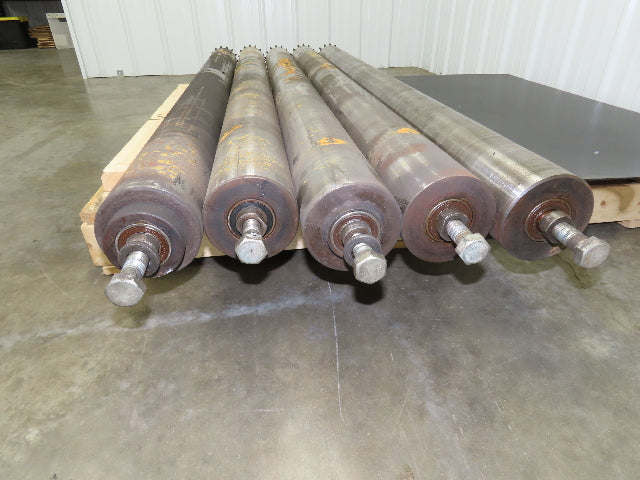 Sprocketed Steel Conveyor Pulley Roller 4.8" Dia x 70"BF  Lot of 5
