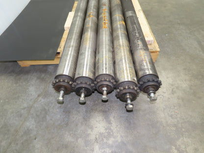 Sprocketed Steel Conveyor Pulley Roller 4.8" Dia x 70"BF  Lot of 5
