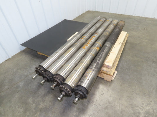 Sprocketed Steel Conveyor Pulley Roller 4.8" Dia x 70"BF  Lot of 5