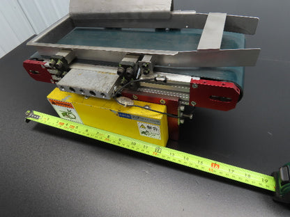 NKE 6"x 17" Small Parts Conveyor Low Profile Flat Belt Slow Feed 220V 3PH 1FPM