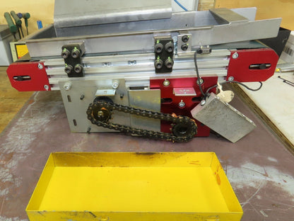 NKE 6"x 17" Small Parts Conveyor Low Profile Flat Belt Slow Feed 220V 3PH 1FPM