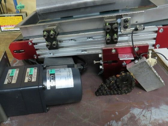 NKE 6"x 17" Small Parts Conveyor Low Profile Flat Belt Slow Feed 220V 3PH 1FPM