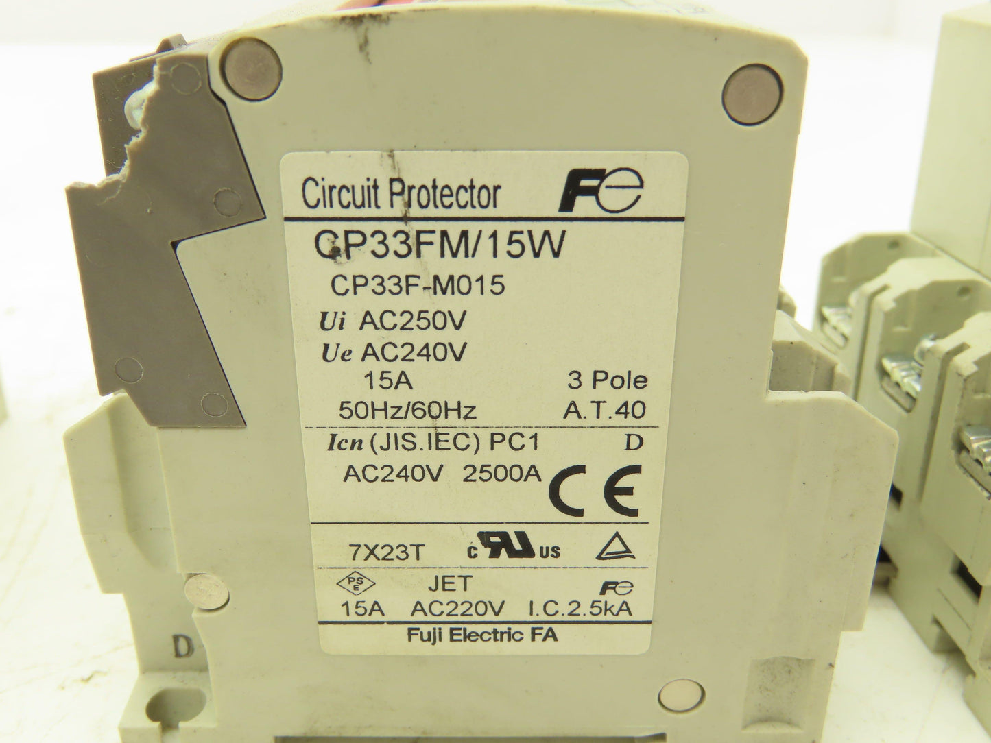 Fuji Electric CP33FM/15W CP33FS/20W AC Circuit Breakers 15/20A 3-Pole Lot of 4