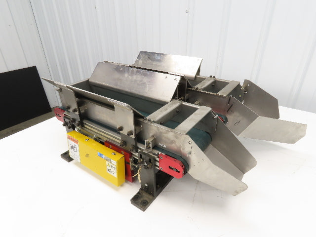 NKE 6"x 22" Double Belt Conveyor Small Parts Slow Feed Chute 220V 1FPM