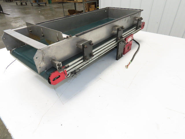 NKE 12"x 33" Small Parts Conveyor Low Profile Flat Belt Slow Feed 220V 1FPM
