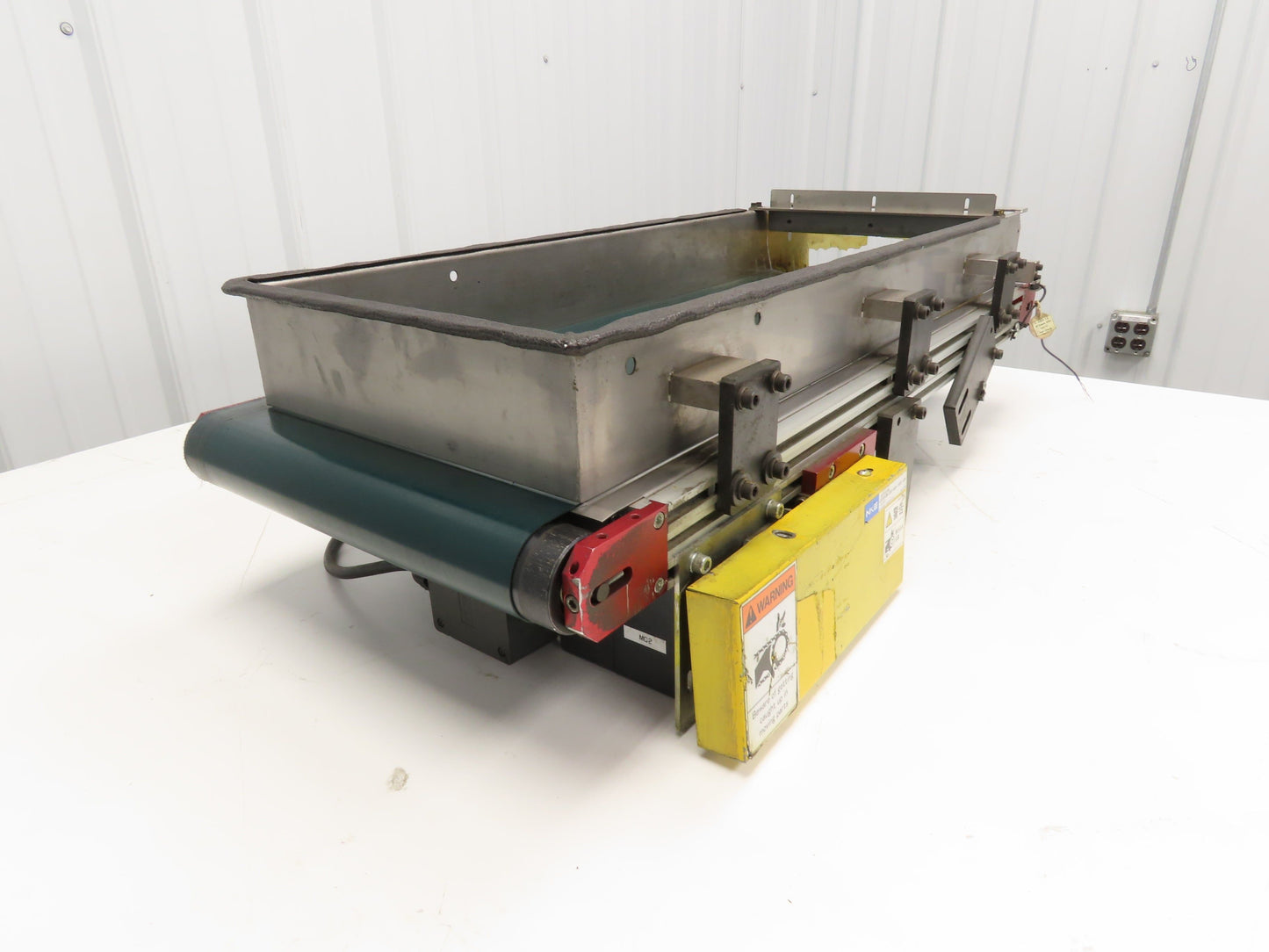 NKE 12"x 33" Small Parts Conveyor Low Profile Flat Belt Slow Feed 220V 1FPM