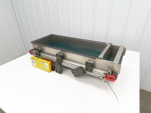 NKE 12"x 33" Small Parts Conveyor Low Profile Flat Belt Slow Feed 220V 1FPM