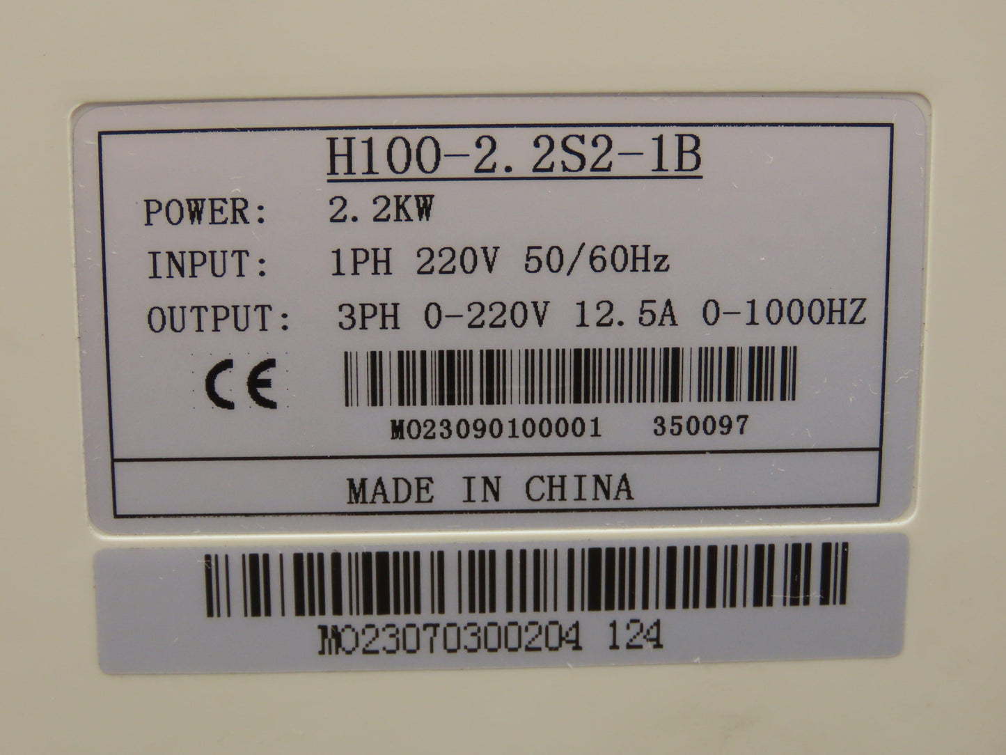 H100-2.2S2-1B Variable Frequency Drive 1PH 220V In 3PH 0-220V 0-1000Hz Out