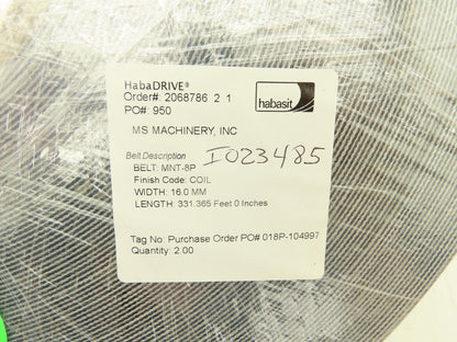 Habasit MNT-8P-16 Flat Conveyor Belt 16mm x 331' White Fabric Machine Tape