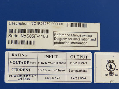 Kollmorgen SC1R06260 ServoStar SC AC Servo Motor Drive 115/230VAC 1/3PH 2.2kVA