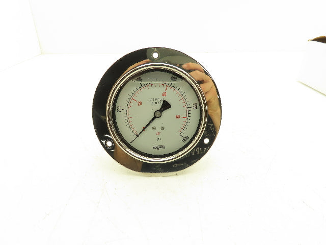 NoShok 40-510-1000 4" Stainless Pressure Gauge 1000 PSI Oil Filled 1/2" NPT