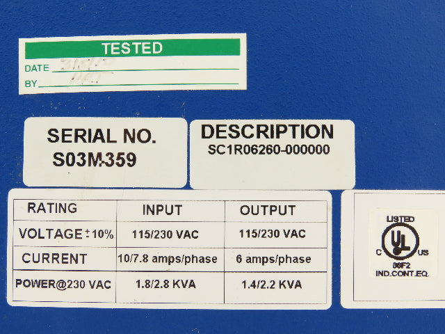 Kollmorgen SC1R06260 ServoStar SC AC Servo Motor Drive 115/230VAC 1/3PH 2.2kVA