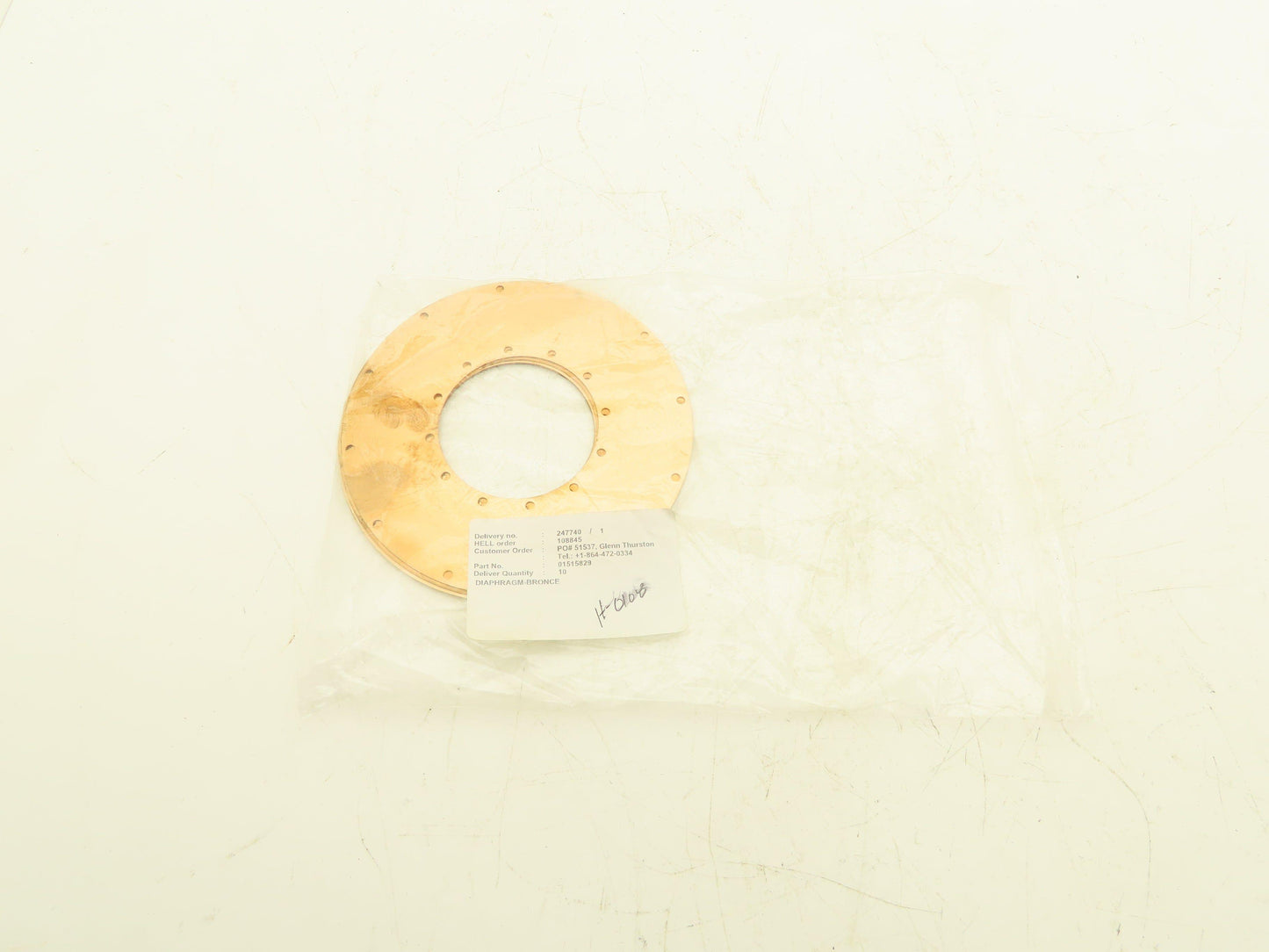 Bronze Valve Diaphragm Plate 7-1/8" OD x 3-1/4" ID  Lot of 5