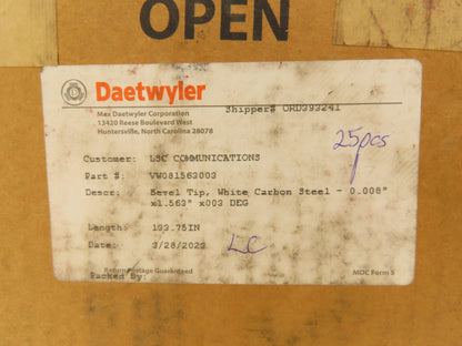 Daetwyler MDC Doctor Blade .008" x 1.563"W x 133.75"L Carbon Steel Bevel Tip