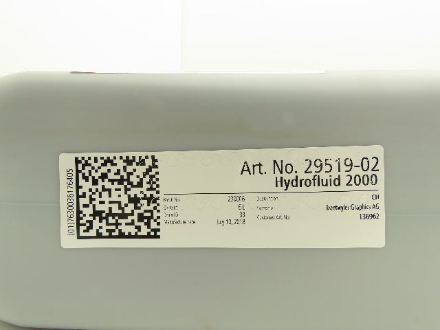 Daetwyler Hydrofluid 2000 Liquid Diethylene Glycol 1.5 Gallon