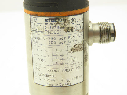 IFM Efector PN3021 Electronic Pressure Sensor Monitor 1/4" NPT 250bar Lot of 2