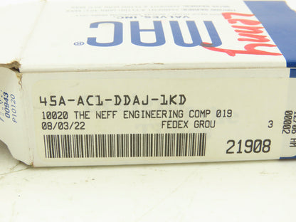 MAC 45A-AC1-DDAJ-1KD Pneumatic Valve 4/2 24VDC Vacuum to 120 PSI