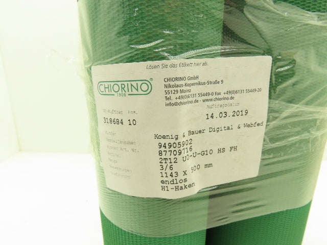 Chiorino 2T12 U0-U-G10 Conveyor Belt Green 500x1143mm V-Belt Guide  Lot of 3