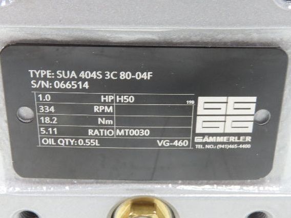 Weg W21 Gearmotor 1Hp 230/460V 3PH 5:1 Hollow Shaft Gammerler SUA 404S 3C 80-04F