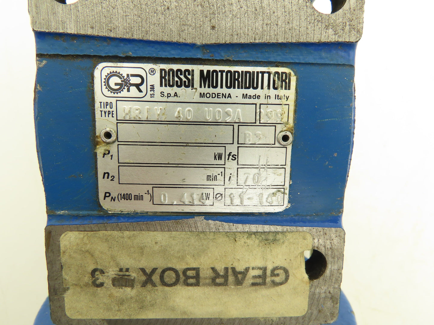 Rossi MRIV 40 U03A Gearmotor 70:1 Reducer 24 RPM .22kw 480V 3PH Hollow Shaft